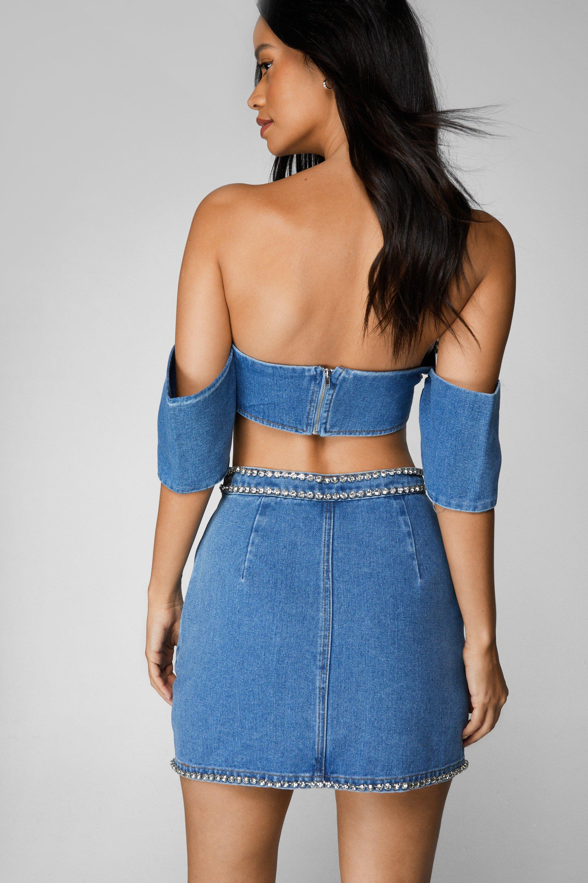 Diamante hot sale denim skirt